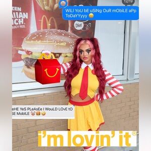 Dolls kill Halloween costume, McDonald’s clown fast food worker size medium